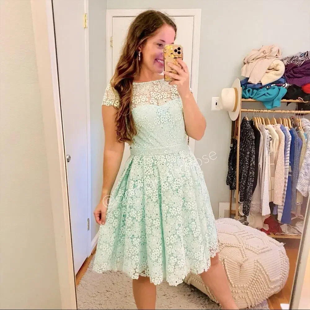 Monique Lhuillier Blue Lace Mini Dress 4